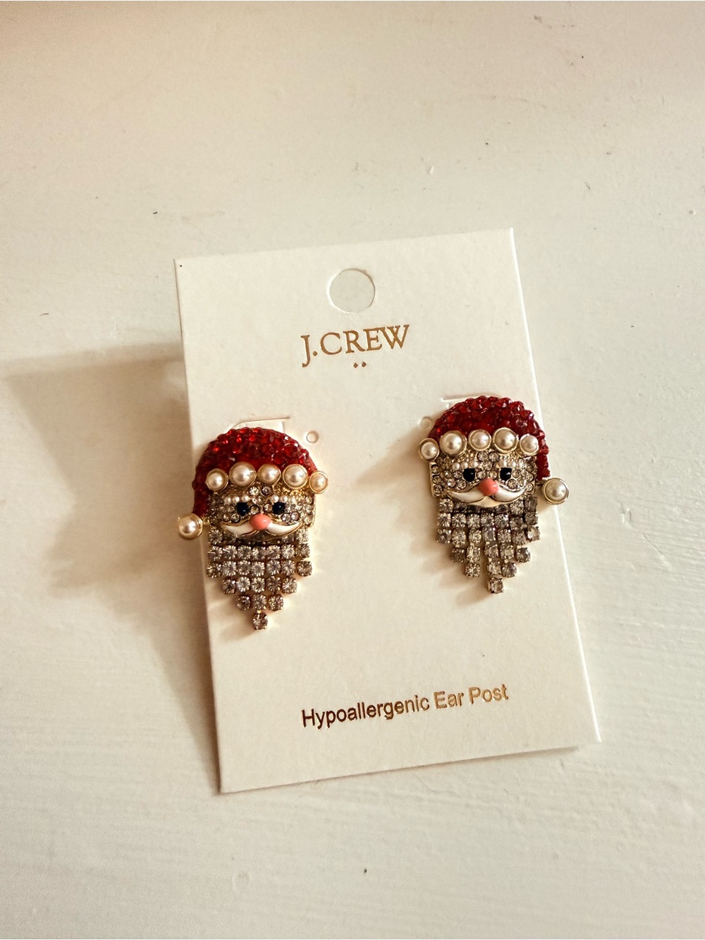 NWT JCrew Santa Crystal and Pearl Earrings